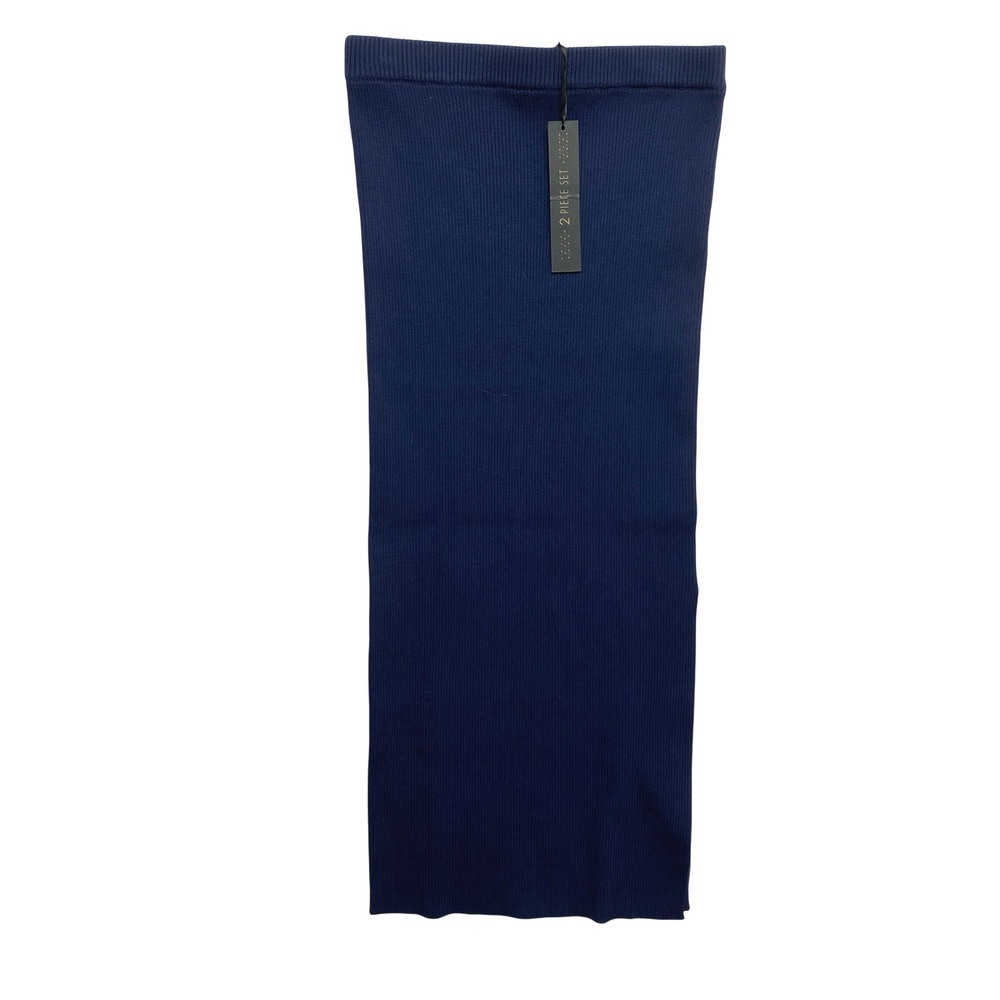 House of Harlow 1960 Tube Skirt Womens Size Small Navy Blue Ribbed Side Slit NWT